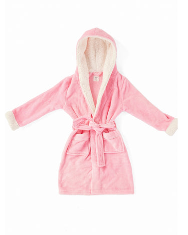 Kids' Pink Fluffy Hooded Robe